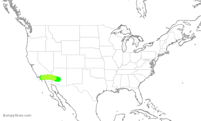 Turbulence forecast map for SKW5943, PHX to LAX