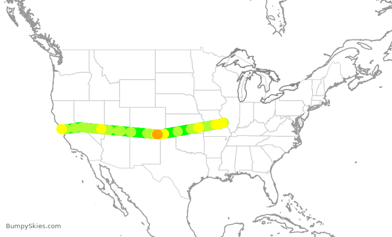 Turbulence forecast map for SKW5943, STL to SFO