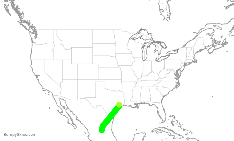 Turbulence forecast map for SKW5945, IAH to SLP