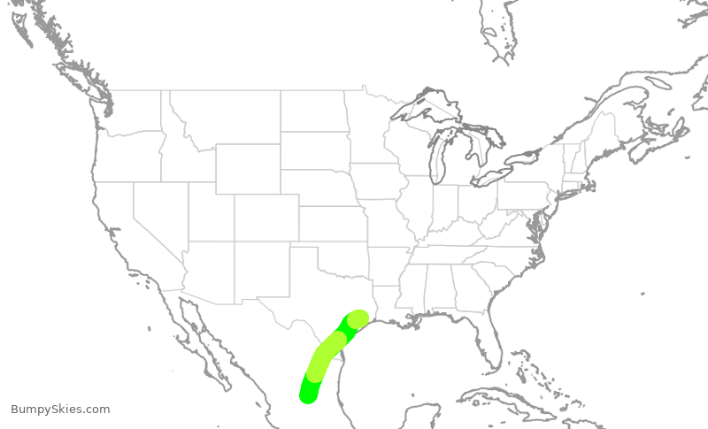 Turbulence forecast map for SKW5946, MSP to IAH