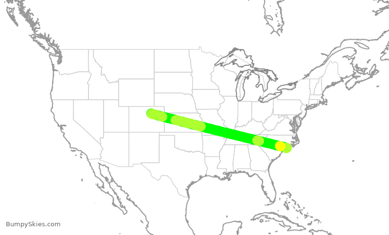 Turbulence forecast map for SKW5954, DEN to ILM