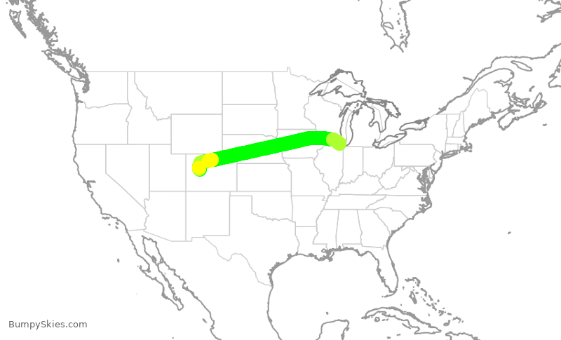Turbulence forecast map for SKW5956, ASE to ORD