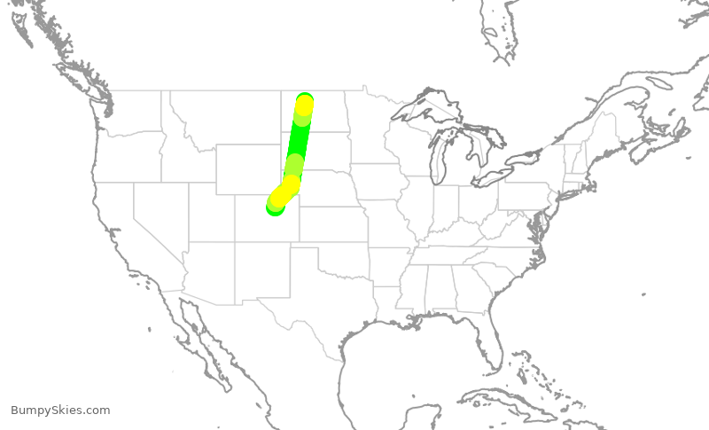 Turbulence forecast map for SKW5959, DEN to MOT