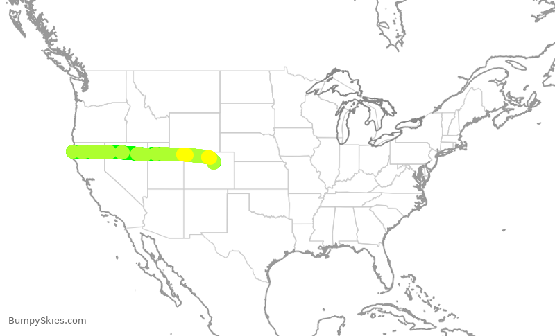 Turbulence forecast map for SKW5966, ACV to DEN