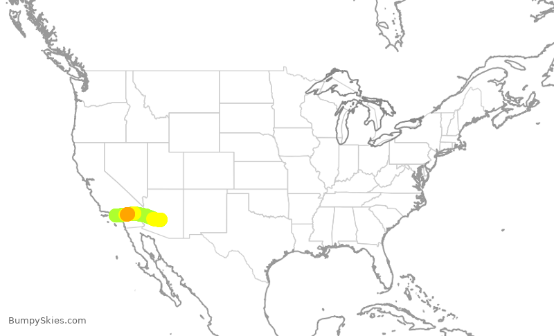 Turbulence forecast map for SKW5968, PHX to LAX
