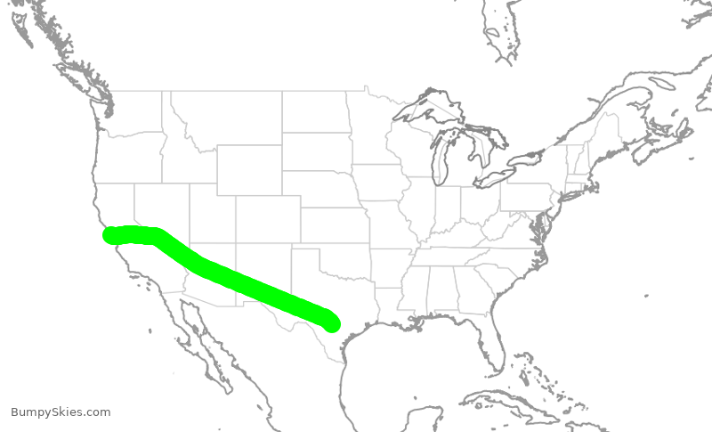 Turbulence forecast map for SKW5968, SAT to SFO
