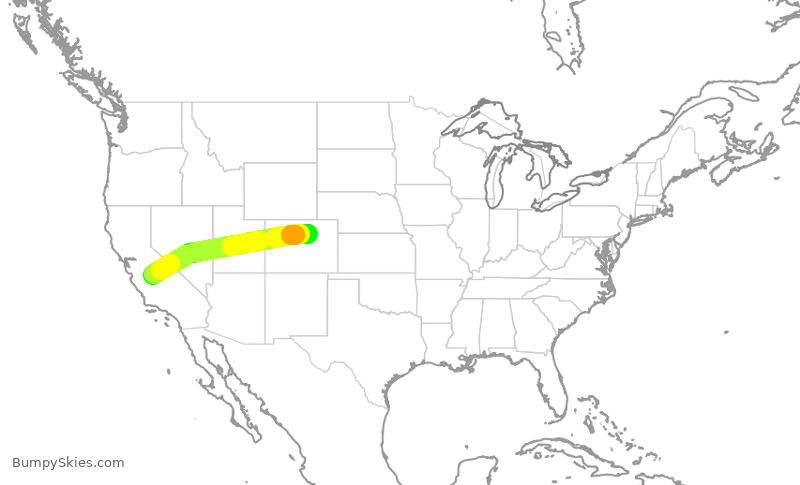 Turbulence forecast map for SKW5978, DEN to FAT