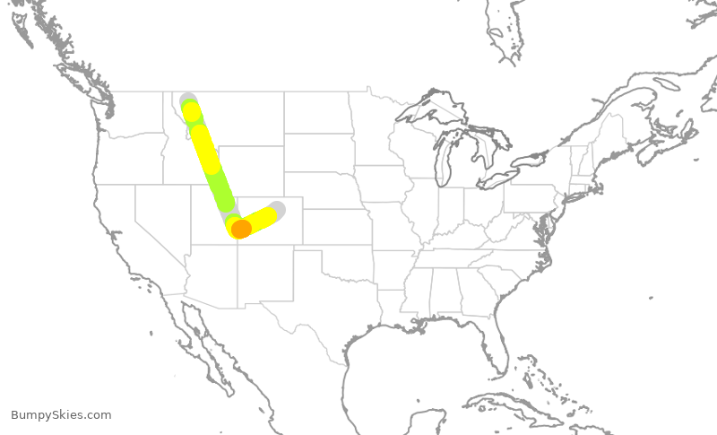 Turbulence forecast map for SKW5991, FCA to DEN