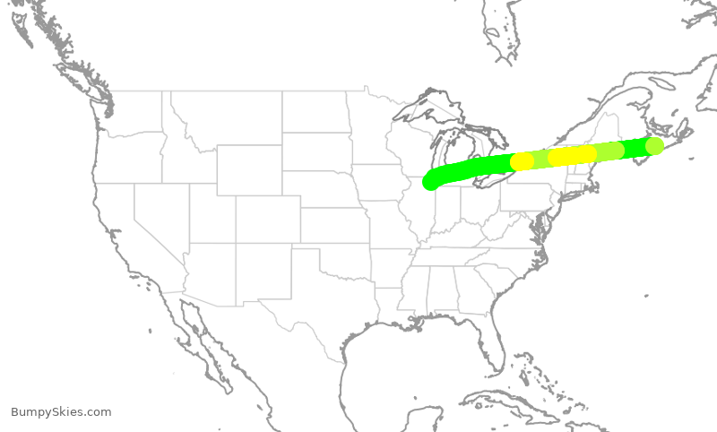 Turbulence forecast map for SKW6004, YHZ to ORD