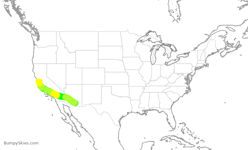 Turbulence forecast map for SKW6006, TUS to SFO