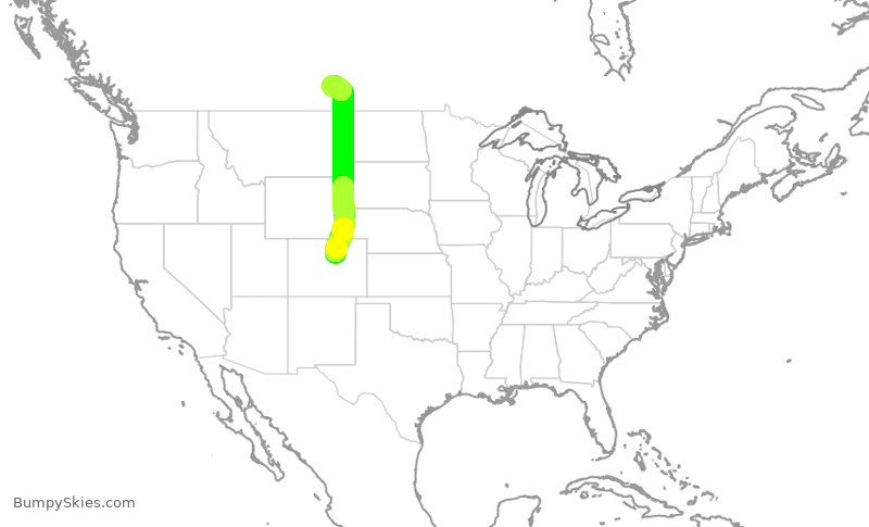 Turbulence forecast map for SKW600, DEN to YQR