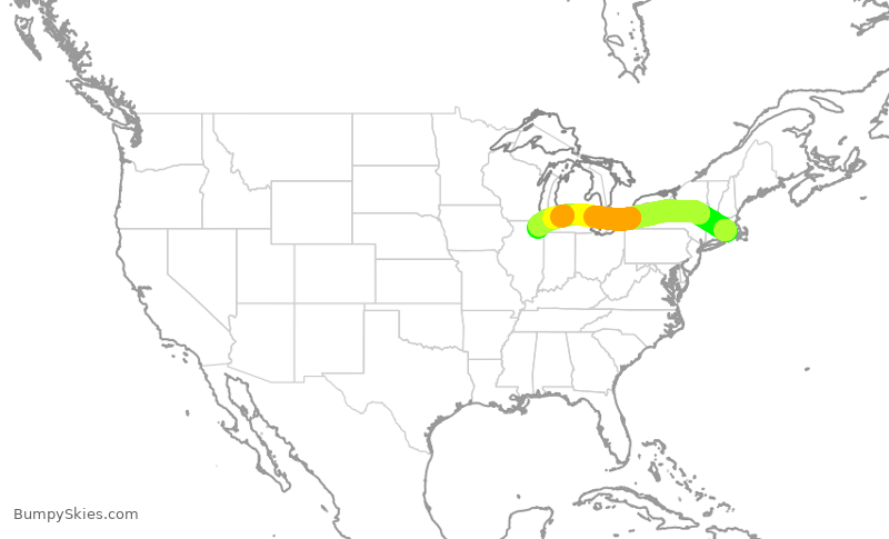 Turbulence forecast map for SKW6010, PVD to ORD