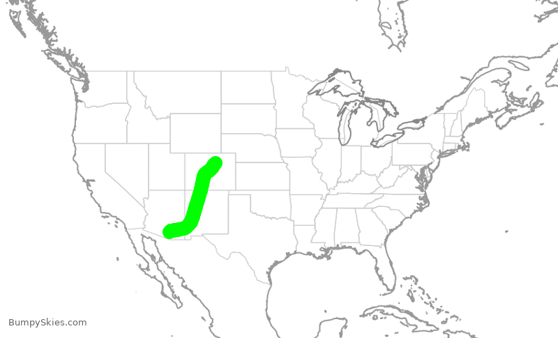 Turbulence forecast map for SKW6010, TUS to DEN