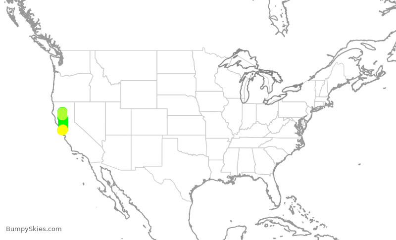 Turbulence forecast map for SKW6018, SFO to RDD