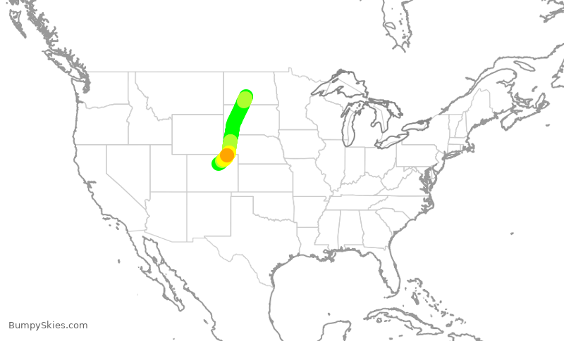 Turbulence forecast map for SKW6024, BIS to DEN