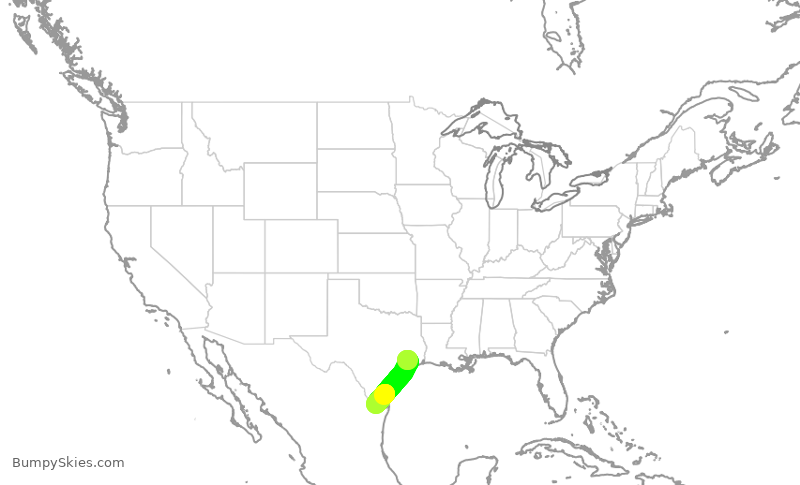 Turbulence forecast map for SKW6036, IAH to MFE