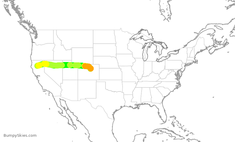 Turbulence forecast map for SKW6038, RDD to DEN