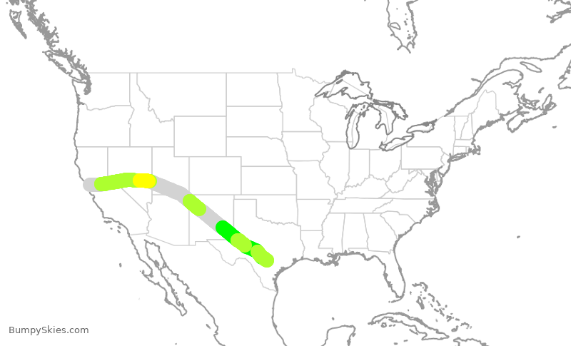 Turbulence forecast map for SKW6043, SFO to SAT