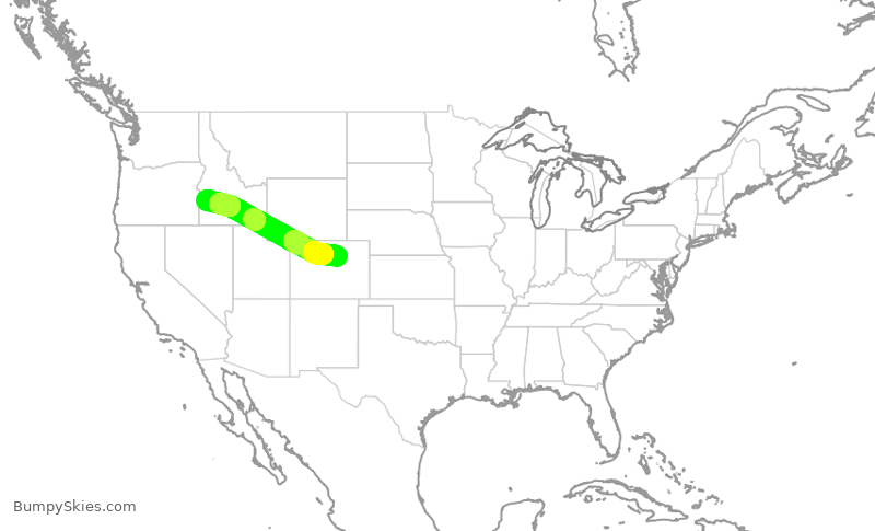 Turbulence forecast map for SKW6045, DEN to BOI