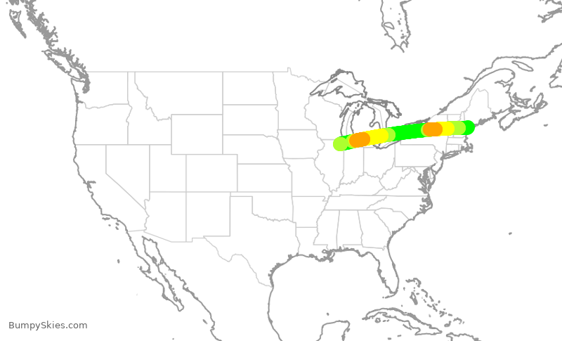 Turbulence forecast map for SKW6046, PWM to ORD