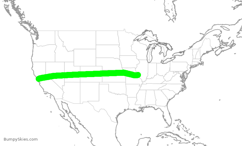 Turbulence forecast map for SKW6046, SFO to STL