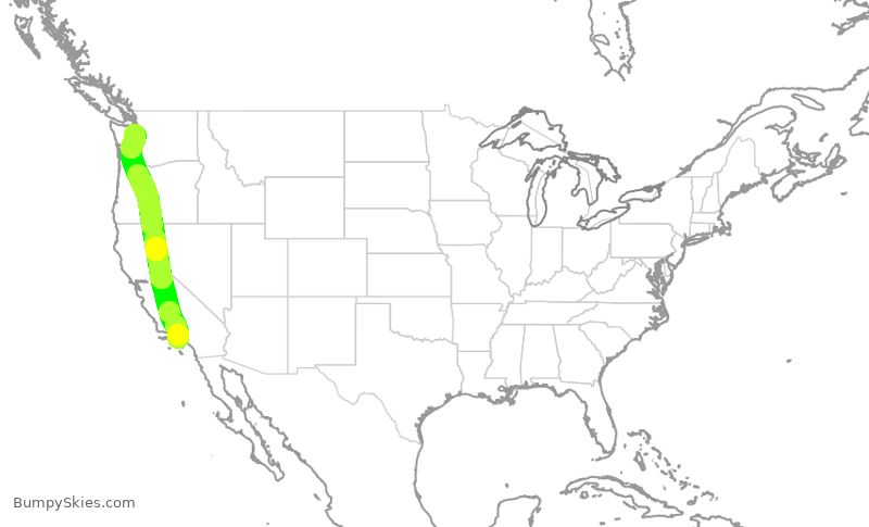 Turbulence forecast map for SKW6047, LAX to SEA