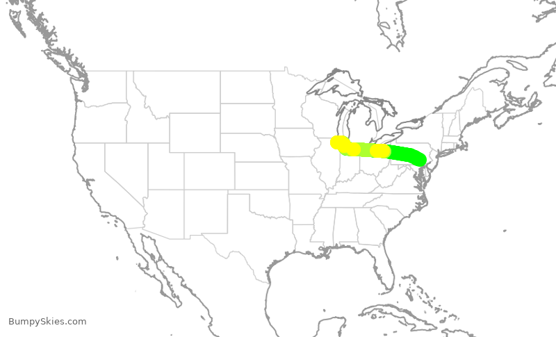 Turbulence forecast map for SKW6055, LNS to ORD