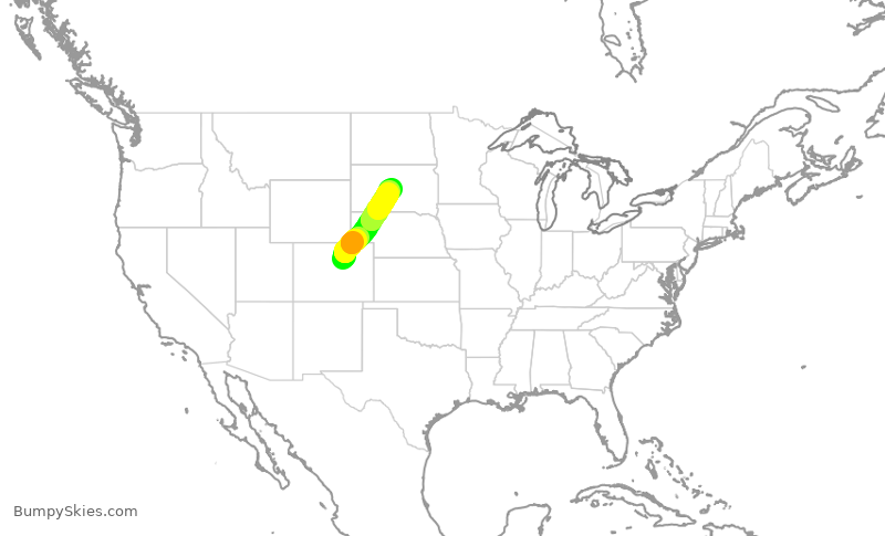 Turbulence forecast map for SKW6058, DEN to PIR