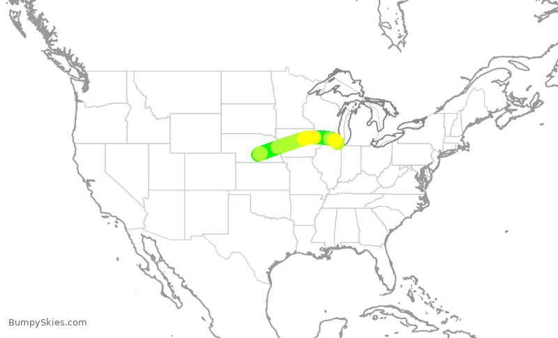Turbulence forecast map for SKW6062, KEAR to ORD