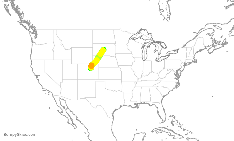 Turbulence forecast map for SKW6064, DEN to PIR