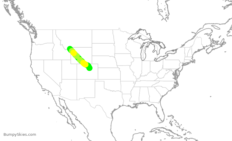 Turbulence forecast map for SKW6064, WYS to DEN