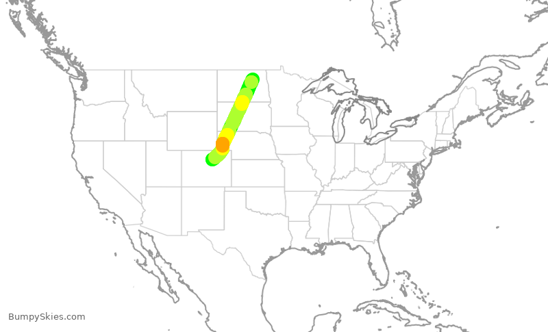 Turbulence forecast map for SKW6068, DVL to DEN