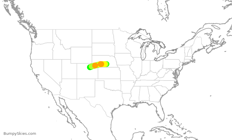 Turbulence forecast map for SKW6072, EAR to DEN