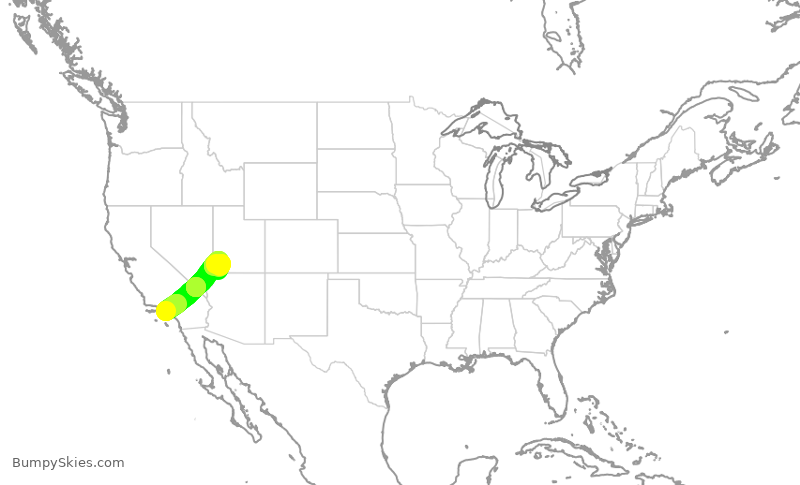 Turbulence forecast map for SKW6075, LAX to SGU