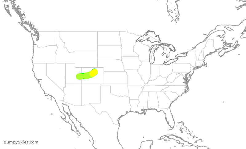 Turbulence forecast map for SKW6077, CNY to DEN