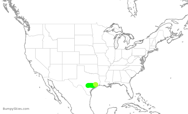 Turbulence forecast map for SKW6081, SAT to IAH