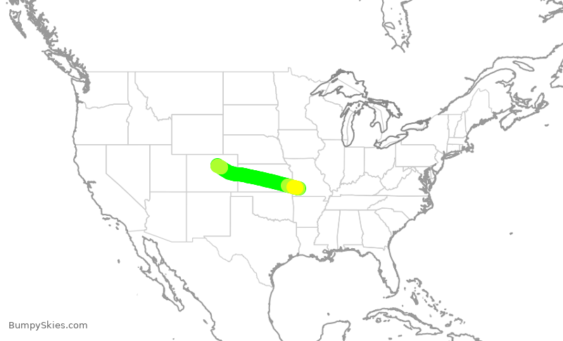 Turbulence forecast map for SKW6094, SGF to DEN