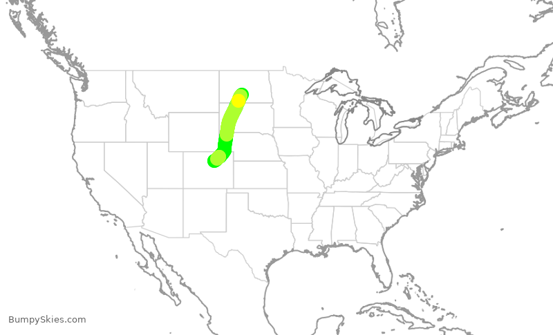 Turbulence forecast map for SKW6096, BIS to DEN