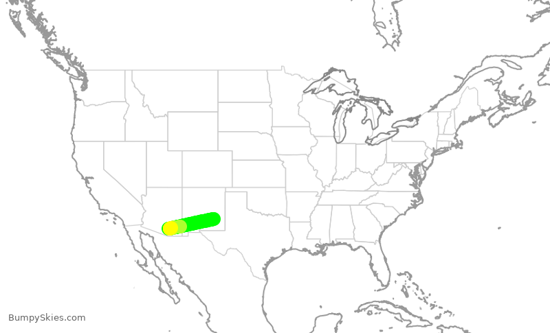 Turbulence forecast map for SKW6100, TUS to ROW