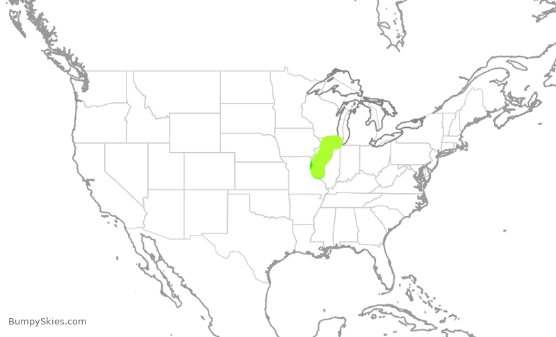Turbulence forecast map for SKW6190, STL to ORD