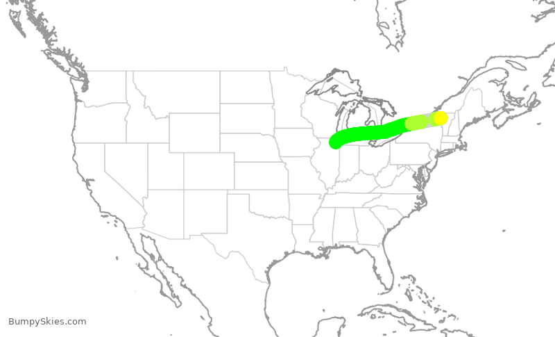 Turbulence forecast map for SKW6193, BTV to ORD