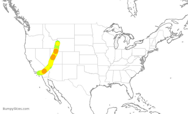 Turbulence forecast map for SKW6194, JAC to LAX