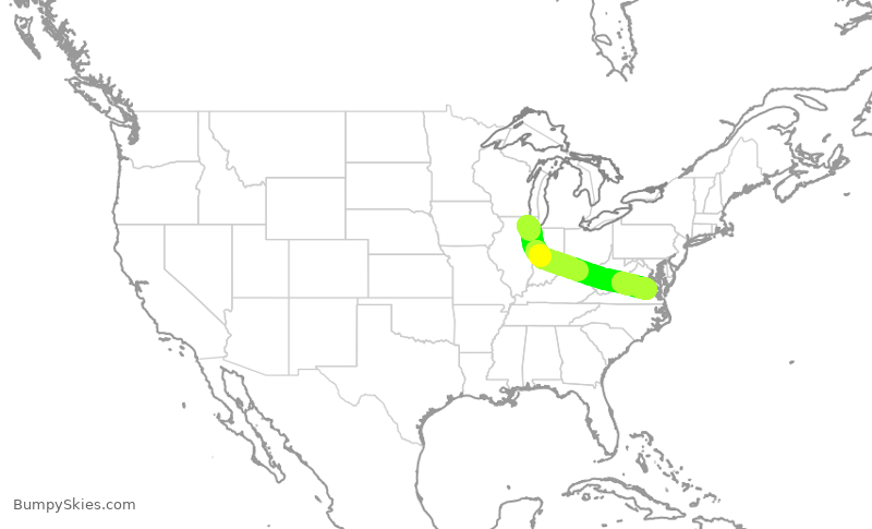 Turbulence forecast map for SKW6202, ORD to RIC
