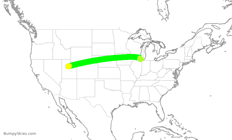 Turbulence forecast map for SKW6209, PVU to ORD