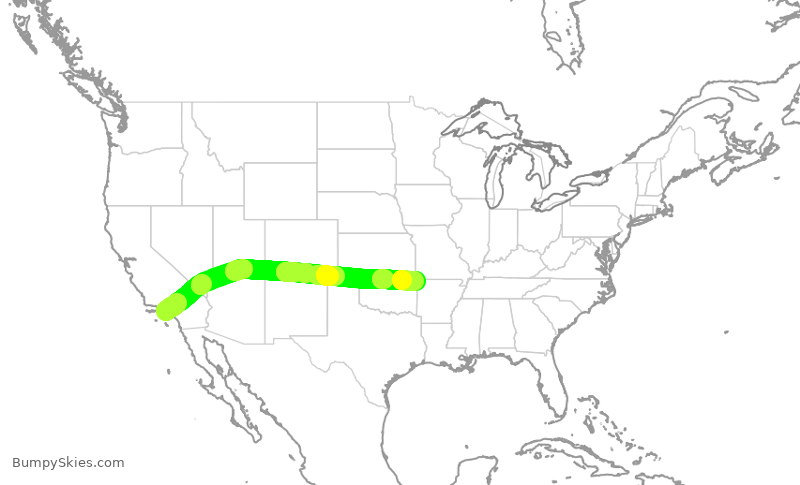 Turbulence forecast map for SKW6210, LAX to XNA