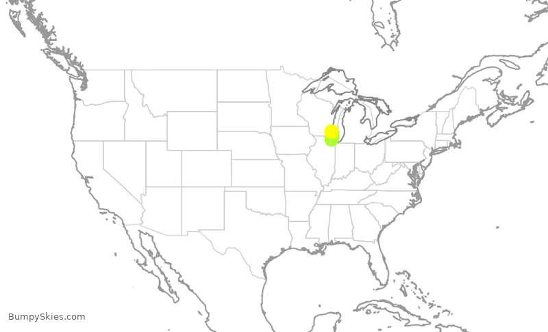 Turbulence forecast map for SKW6211, ORD to MKE
