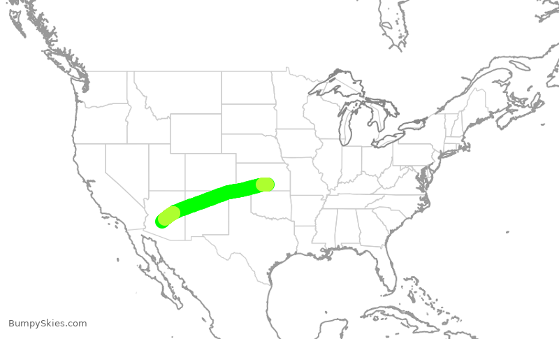 Turbulence forecast map for SKW6214, ICT to PHX