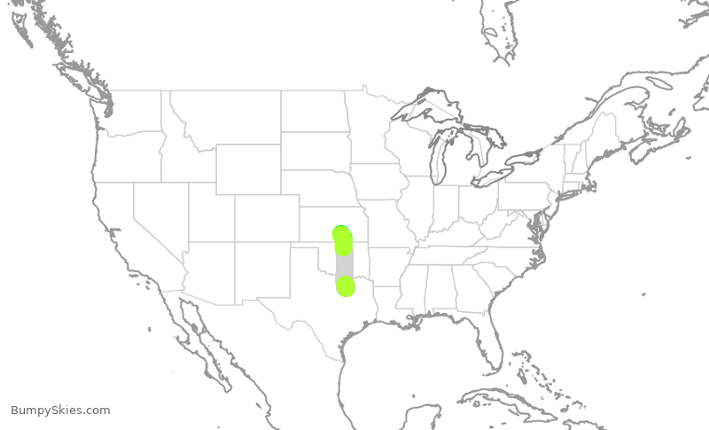 Turbulence forecast map for SKW6218, DFW to ICT