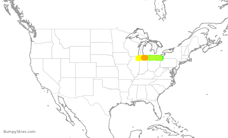 Turbulence forecast map for SKW6222, ORD to ERI