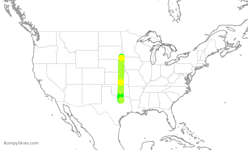 Turbulence forecast map for SKW6223, DFW to FSD